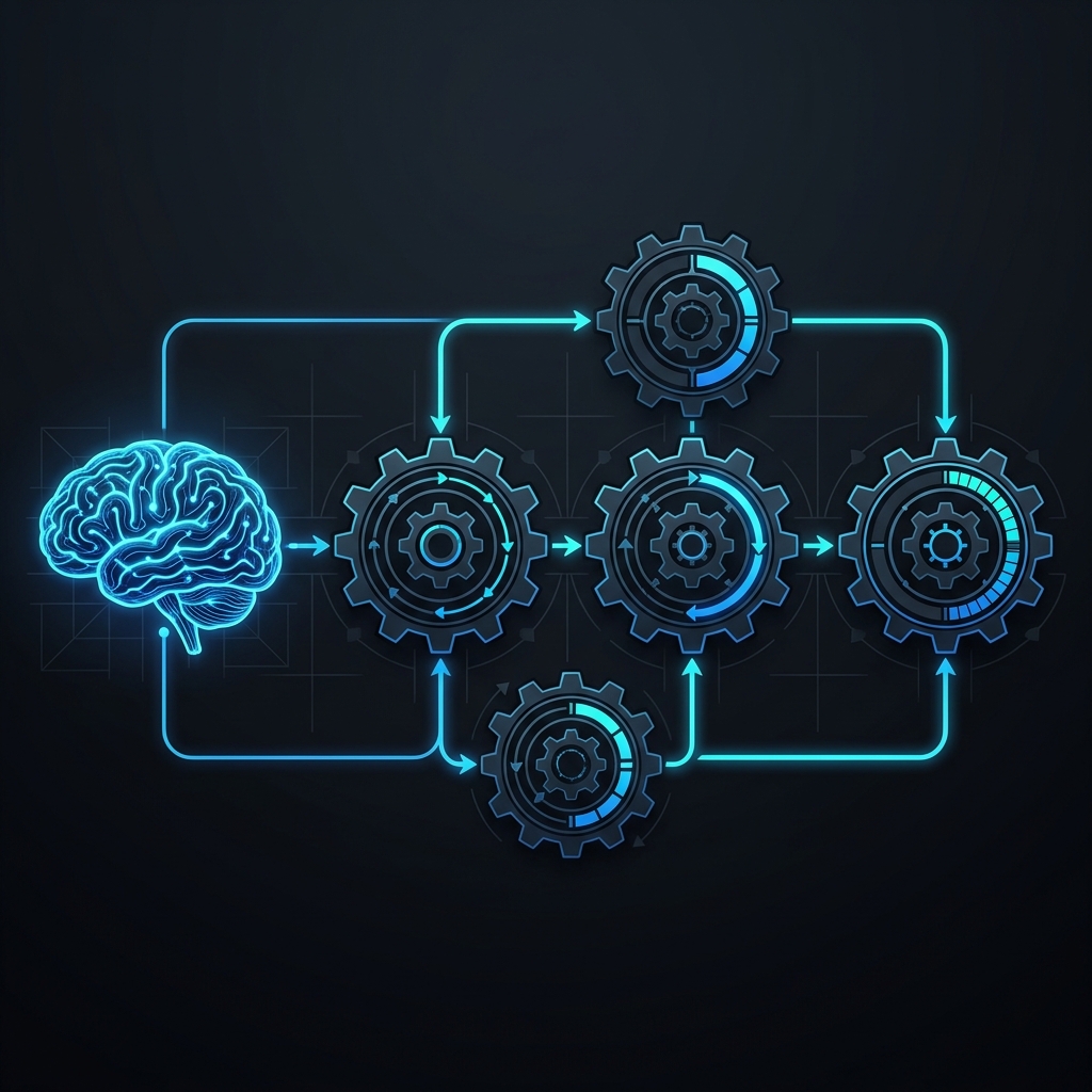 Minimalist AI Agent architectural diagram showing Variance Isolation between LLM probability machine and deterministic state machine gears