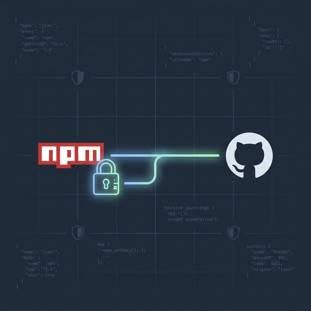 npm Trusted Publishing (可信发布) 配置流程示意图:GitHub Actions 通过 OIDC 与 npm Registry 安全通信